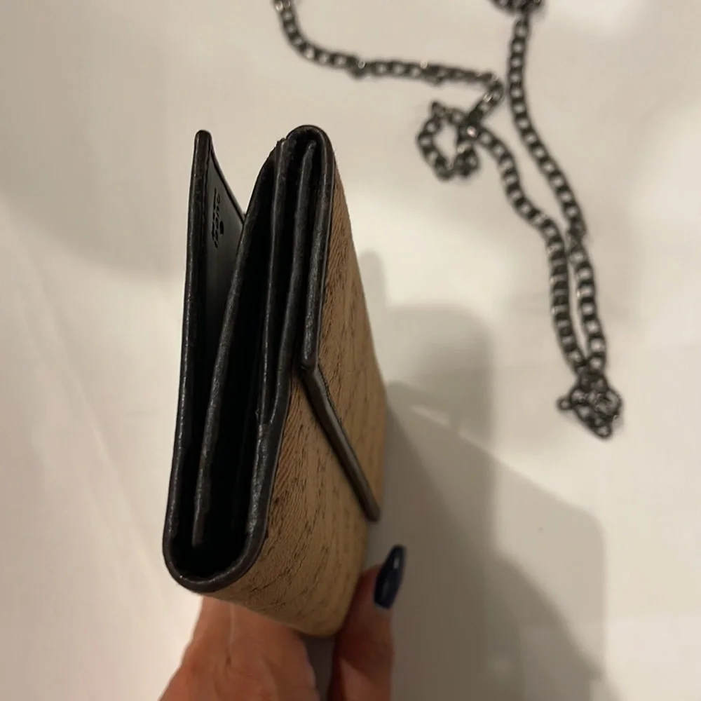 Gucci Authentic vintage Fabric/ Leather long Wallet with generic Chain - Picture 6 of 9